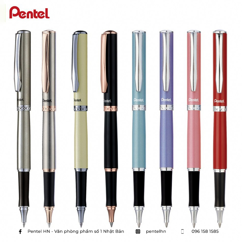 Bút Ký Gel Pentel Sterling K611| Ngòi 0.7mm Mực Xanh |Thiết Kế Màu Vỏ Thời Trang |Kèm Hộp