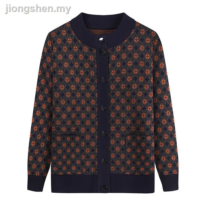 Áo Khoác Cardigan Dày Dặn Giữ Ấm Mùa Thu Đông Cho Phụ Nữ Lớn Tuổi 60-70 Tuổi