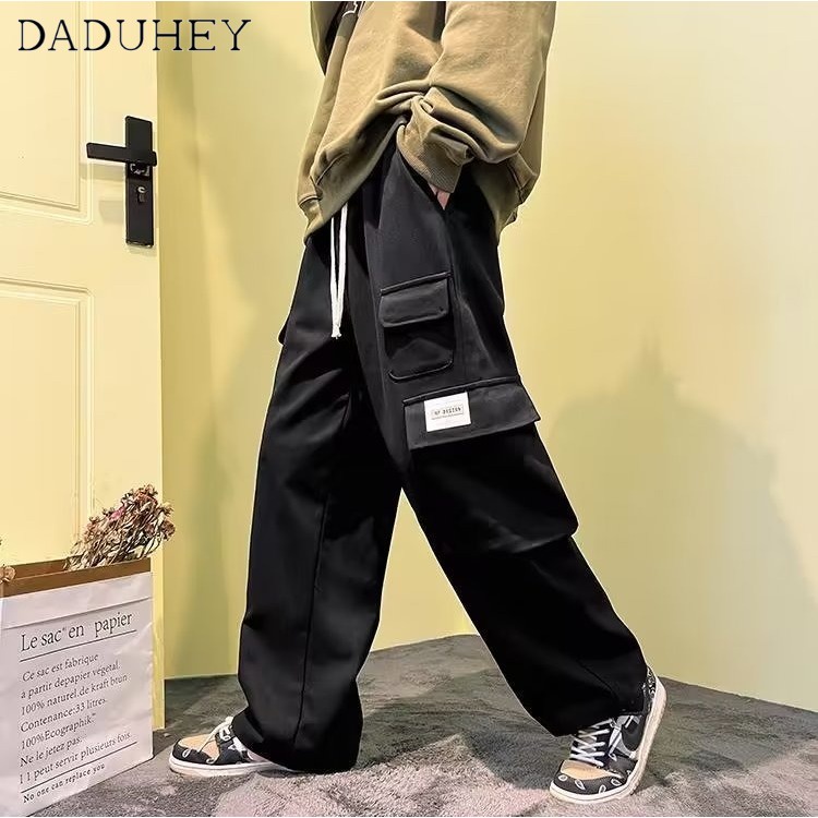 DaDuHey Men's and Women's American High Street Vibe Overalls Hip-Hop Fashionable Brand Loose Straight Casual Pants