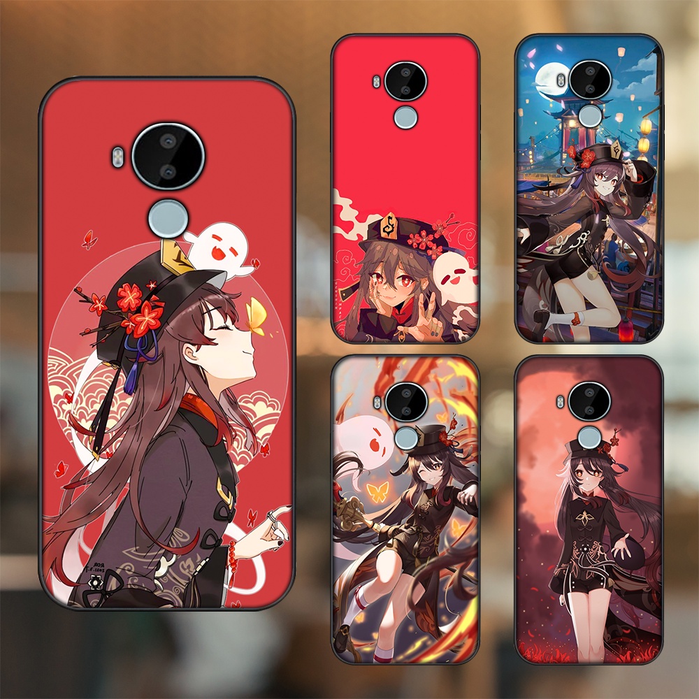 Ốp lưng Nokia C30 viền đen in hình Hutao Genshin Impact