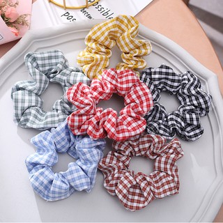 Dây buộc tóc scrunchies, dây cột tóc chun buộc tóc nữ kẻ caro dễ thương thời trang Hàn Quốc P61 - VHT SHOP