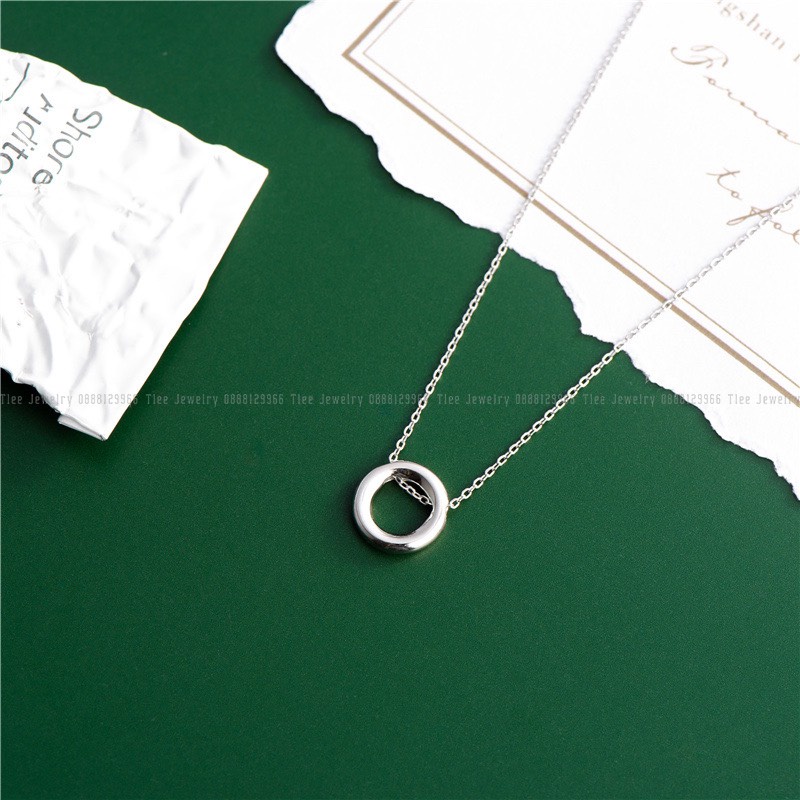 Dây chuyền bạc nữ TLEE mẫu mặt tròn hình khối luồn dây basic TleeJewelry D0220