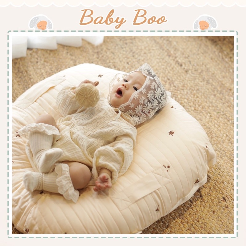 Mũ ren thêu họa tiết phong cách công chúa Hàn quốc cao cấp cho bé Ome [ babyboo]