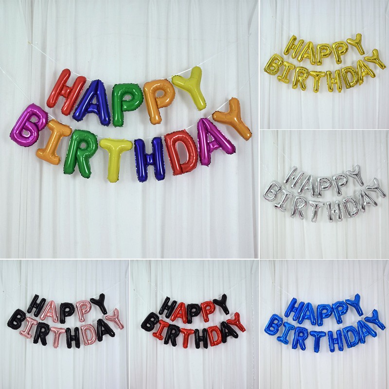 SET bóng Happy Birthday + Rèm kim tuyến