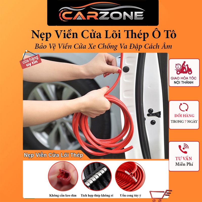 Nẹp Viền Cửa Chữ U Lõi Thép - Chống Va Đập, Chầy Xước Cánh Cửa Ô Tô Cách Âm Tốt – Cuộn 5M CARZONE.TOP