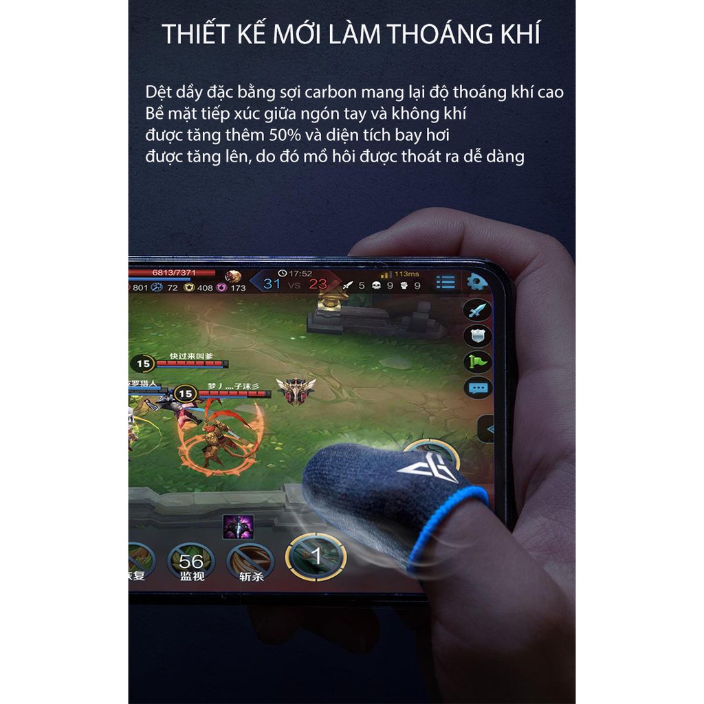 Găng tay cảm biến chơi game chống mồ hôi, chống trượt Gear chuyên Game Mobile - Bộ 2 ngón