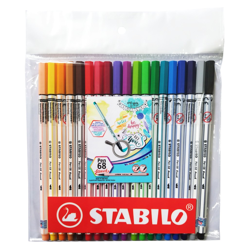 Bộ 19 bút lông màu STABILO Pen 68 brush (PN68BR-C19)