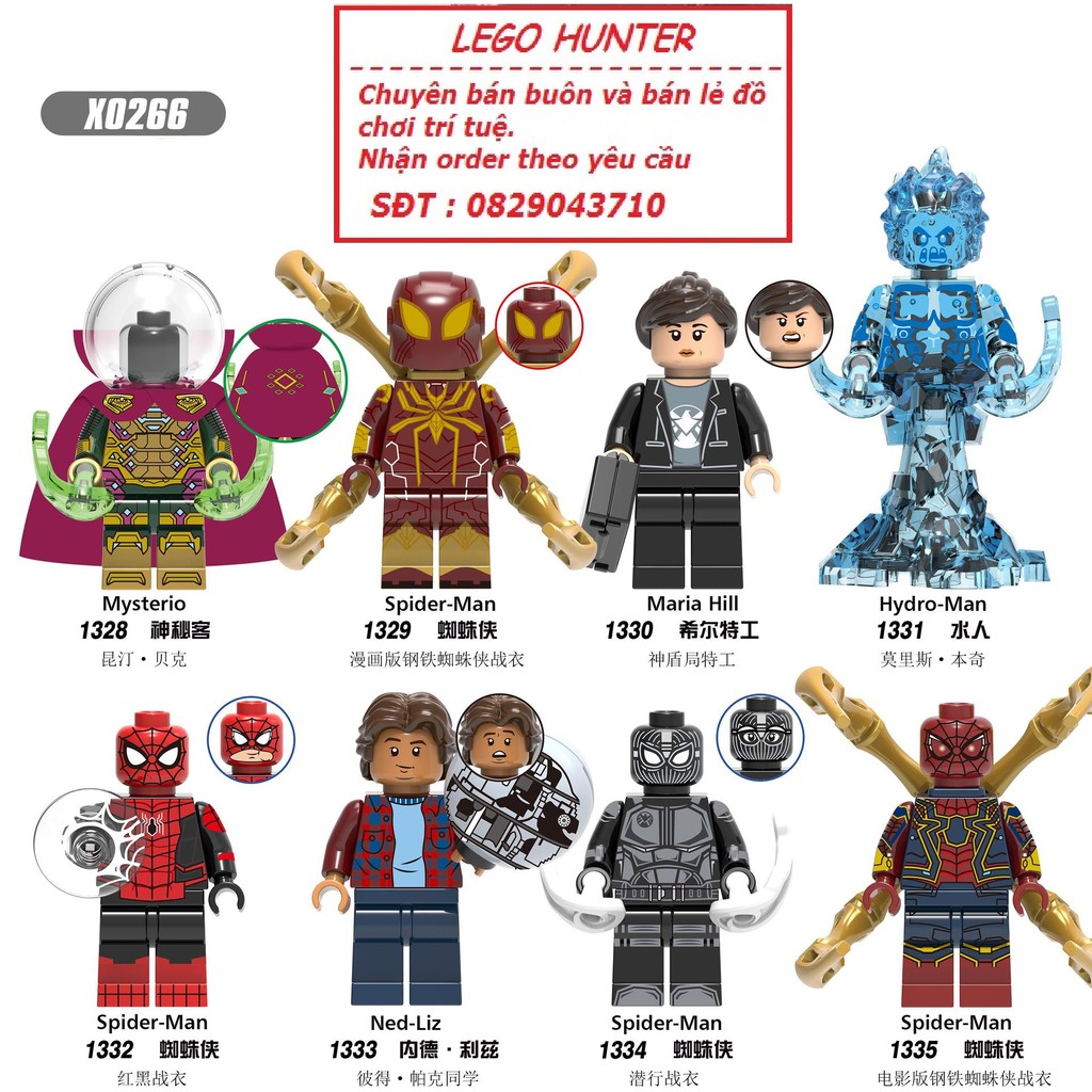 Lego Minifigures marvel Người Nhện Xa Nhà - nhân vật : Mysterio Spider-man Maria Hill Hydro-man Ned-liz X 0266