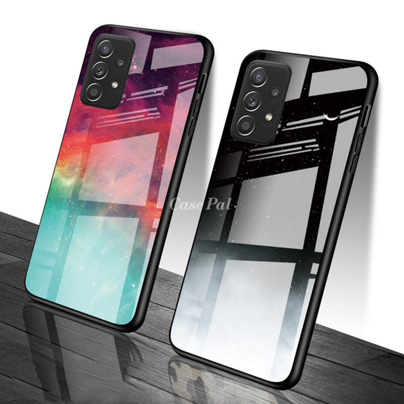 ốp điện thoại Kính Cường Lực Họa Tiết Bầu Trời Sao Cho Samsung Galaxy A32 4G