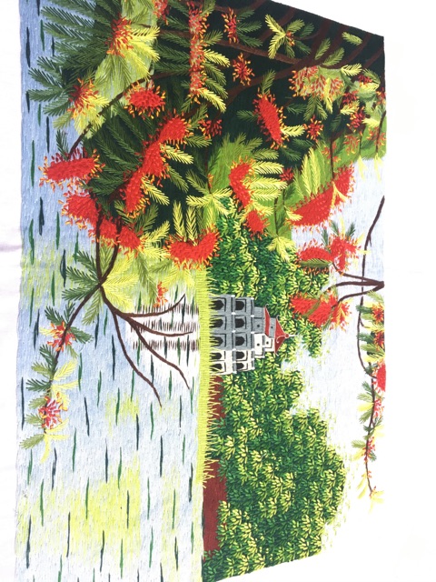 Tranh thêu tay phong cảnh Hồ Gươm 35x50cm HG002