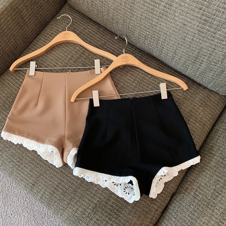 Quần Short Lưng Cao Ống Rộng Phối Ren Thời Trang Cho Nữ  tao bao