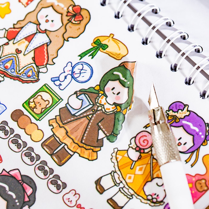 Sticker Dán Trang Trí Sổ Tay DIY Hình Cô Gái Dễ Thương Có 2 Kiểu