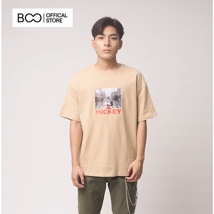Áo Thun BOO Nam Nữ Unisex Oversize Dáng Rộng 100% Cotton In Graphic Mickey Go Đường Phố Cao Cấp Màu Be