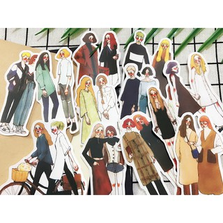 Sticker đôi bạn nữ phong cách hiện đại