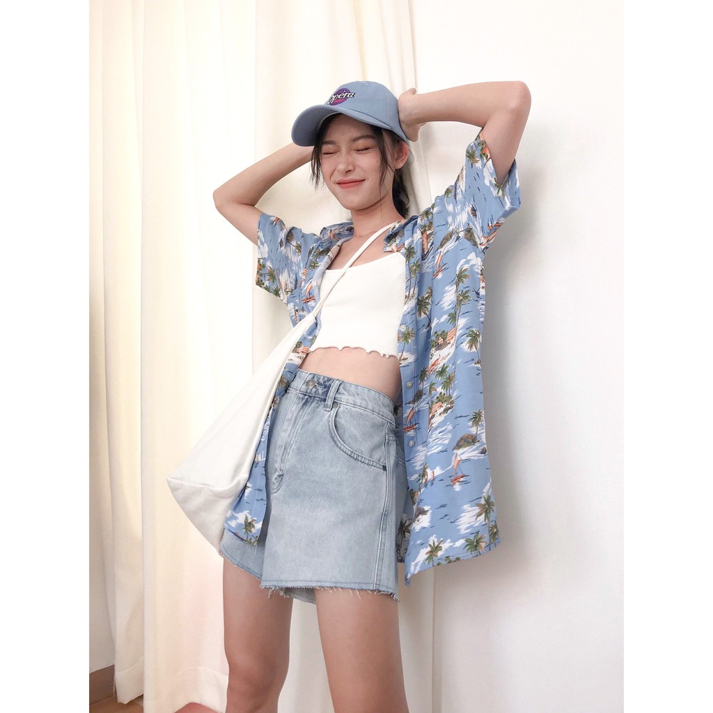 Quần jean shorts xanh nhạt RAW JEAN SHORTS LIGHT BLUE
