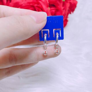 Bông tai bạc  cho bé hình kim cương