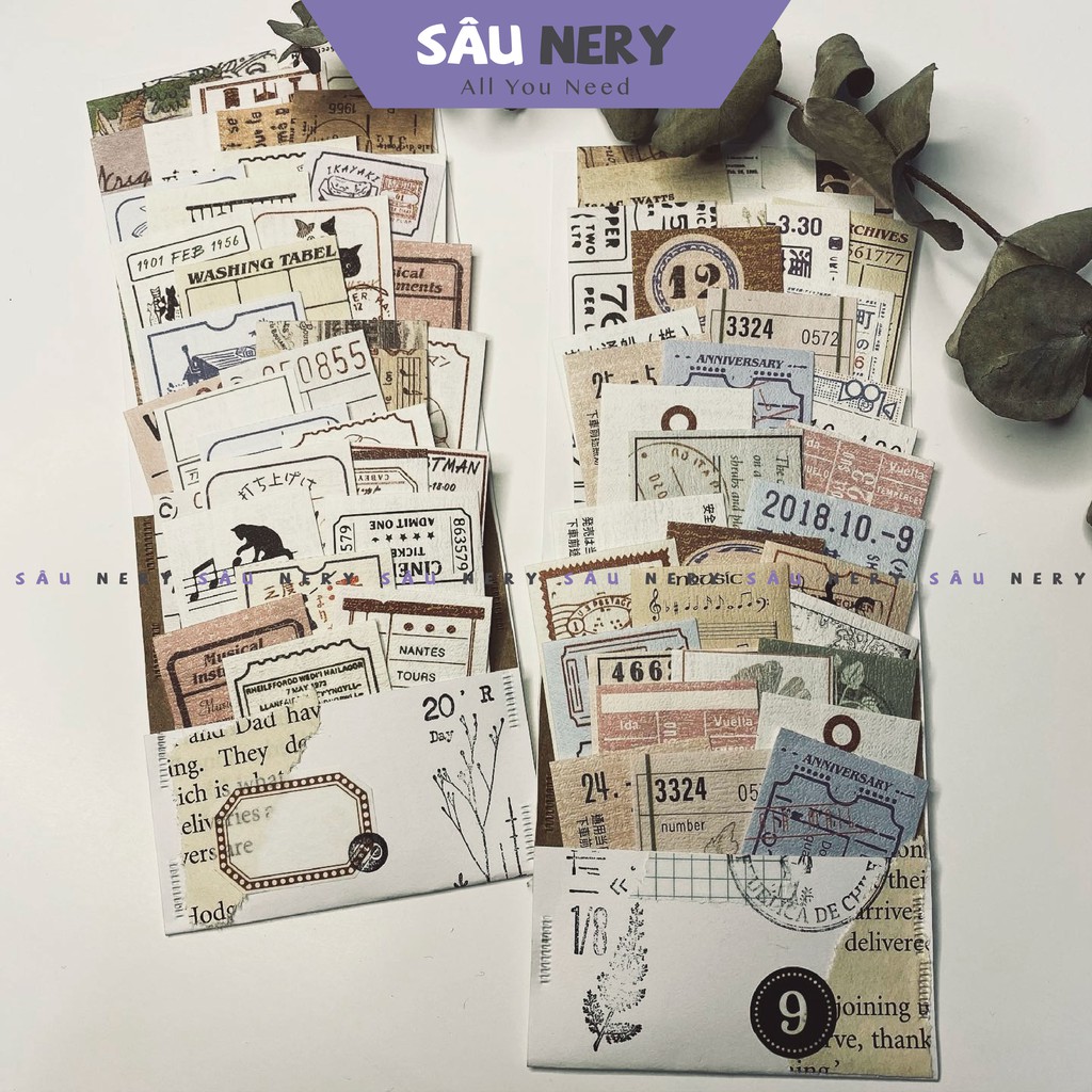 Sâu Nery - SN150 - Set từ 35 - 40 mẩu giấy nền Vintage Style_PAPER DYEING