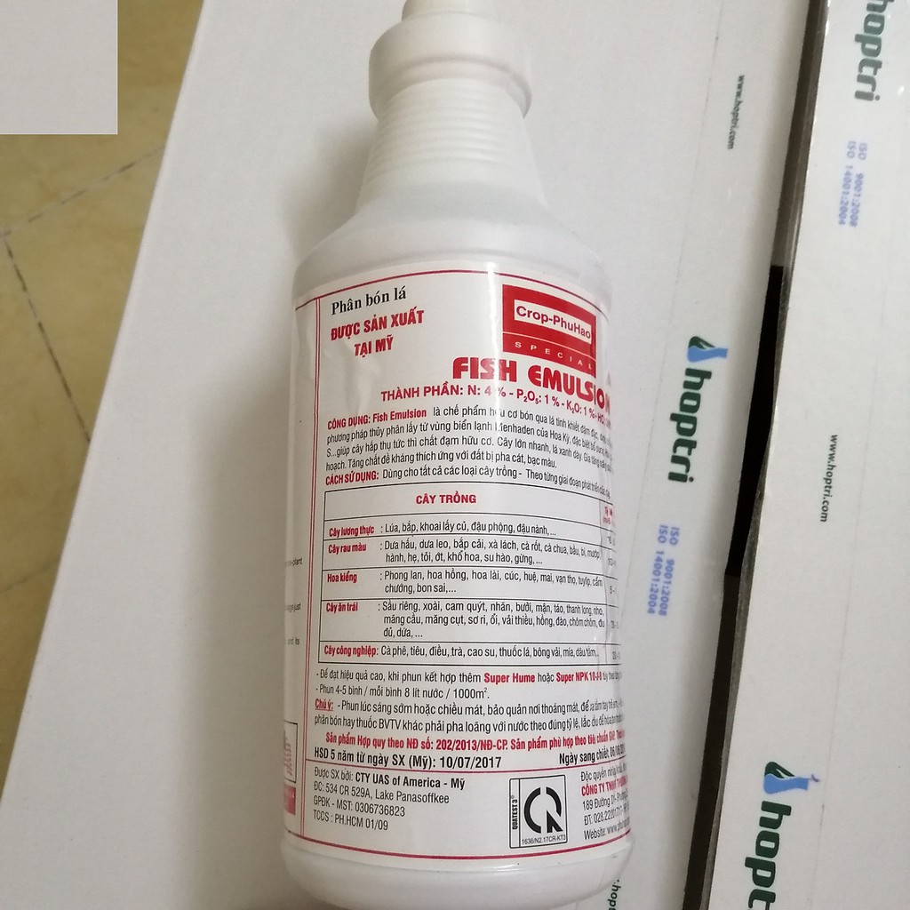Phân hữu cơ đạm cá Fish Emulsion 1lit USA_Phân bón Đạm Cá Cô Đặc Humate humic Mỹ ra hoa đậu quả, tăng năng xuất