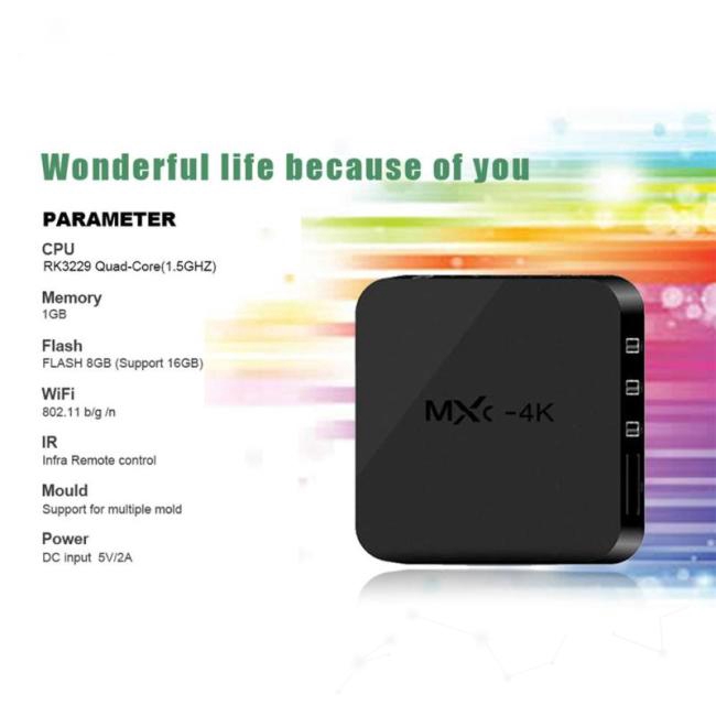 Bộ TV Box MXQ 4K Android 7.1 2.4G Wifi DLNA RK3229 1G+8G tiện dụng chất lượng cao