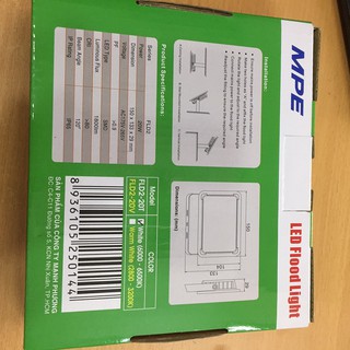 ĐÈN PHA LED 20W MPE CHỐNG NƯỚC IP65 MODEL:FLD2-20