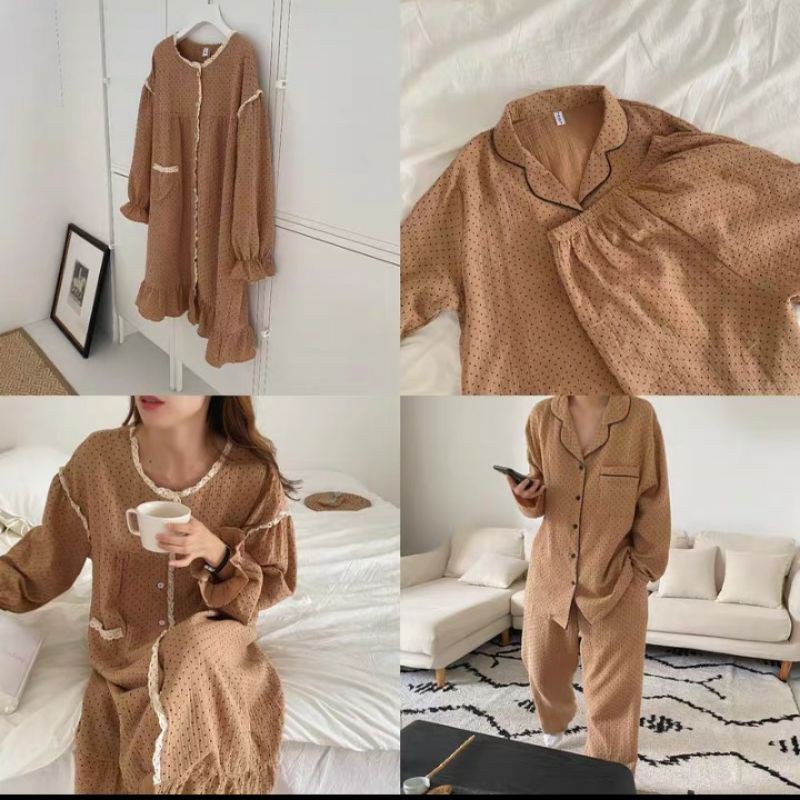 (có ảnh thật) Bộ ngủ / mặc nhà đôi pijama dài ulzzang order