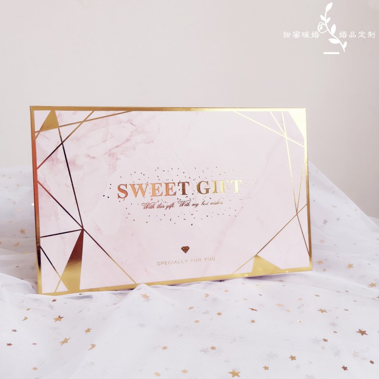 XÉ LẺ Bộ túi giấy +Hộp quà 26 * 16 * 5,5cm đựng quà, In chữ Sweet Gift phong cách châu Âu [Q320]