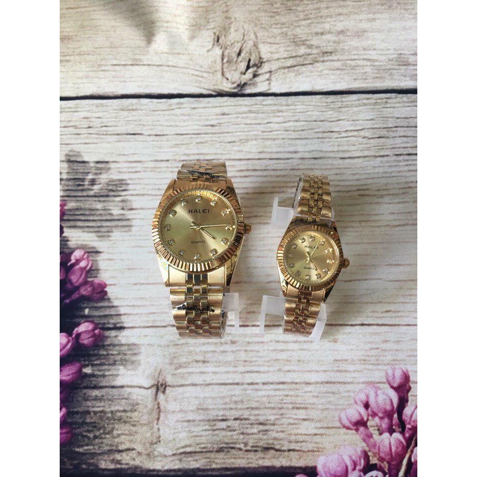 Đồng hồ Halei đôi nam nữ máy Nhật mạ vàng chống nước | BigBuy360 - bigbuy360.vn
