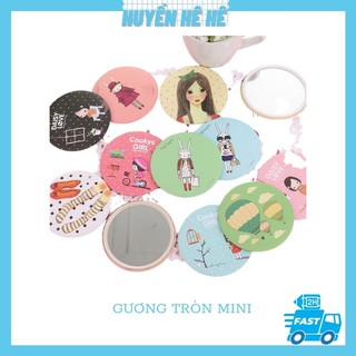 Gương Mini Cầm Tay Đáng Yêu, Gương tròn bỏ túi tiện dụng HH03
