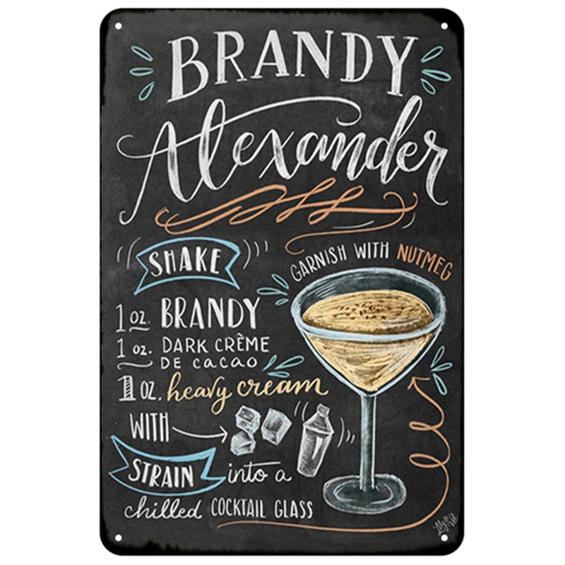 Bộ 6 Tấm Poster Dán Tường Trang Trí In Hình Cocktail Cổ Điển Bằng Kim Loại Dành Cho Quán Bar / Mojito