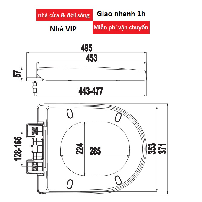 Nắp bàn cầu đa năng đóng êm HA23, siêu bền, nhựa ABS, hàng Việt Nam chất lượng cao