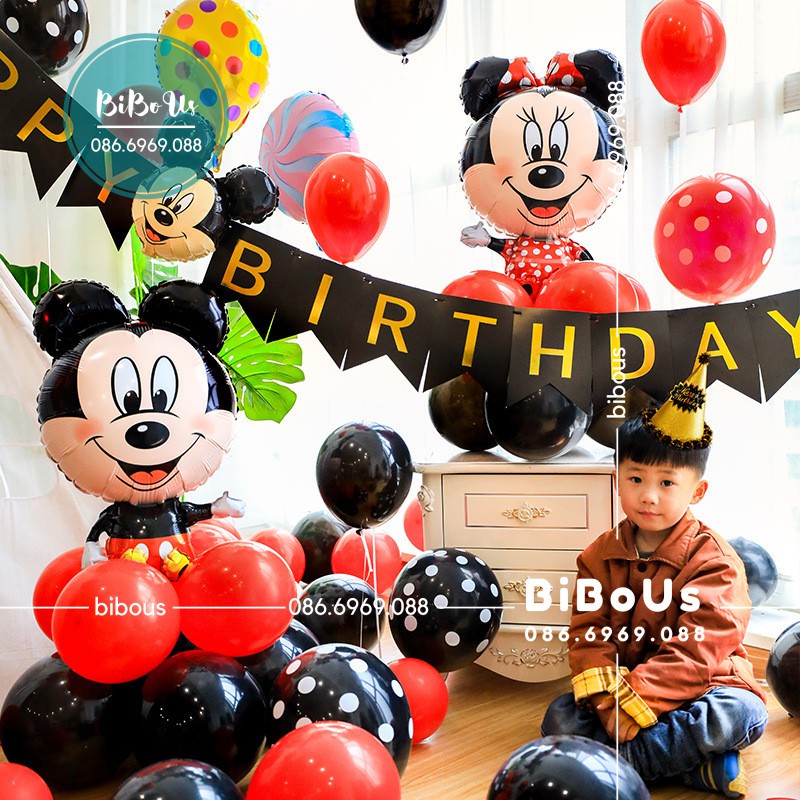 FREESHIP Combo Trang Trí Sinh Nhật Tuổi Chuột - Bé Trai - 017- SET BÓNG THÔI NÔI BÉ TUỔI CHUỘT-HAPPY BIRTHDAY CHO BÉ