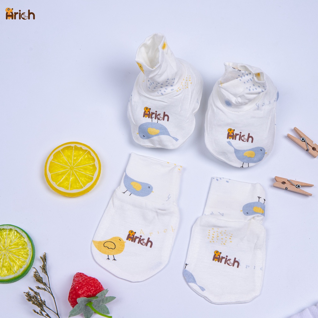 Set bao tay, bao chân Arich mẫu trơn cho bé sơ sinh