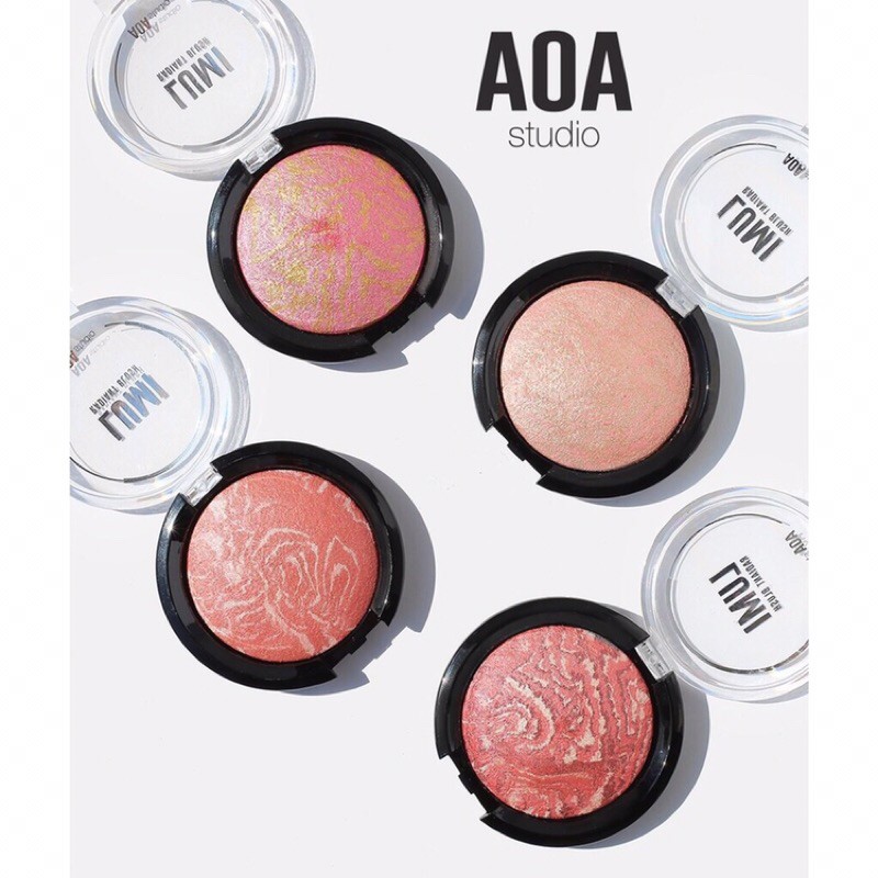 (Bill Mỹ)Phấn má hồng có nhũ AOA Lumi Blush Shop Miss A màu so với