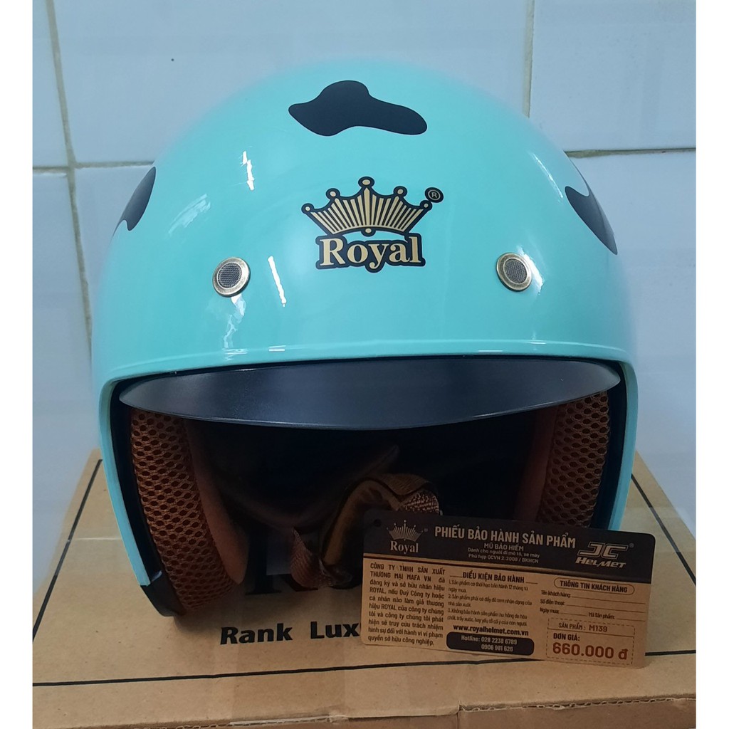 Nón bảo hiểm 3/4 kính âm Royal M139 tem bò sữa mẫu mới hot trend (Tặng balo rút) bảo hành 12 tháng