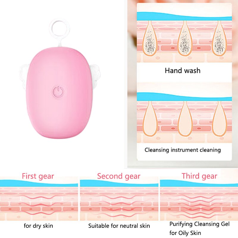 Facial Cleansing Brush Soft Silicone Face Cleanser Brushes Massager for All Skin Rechargeable Deep Scrubbing Shape Exfoliator