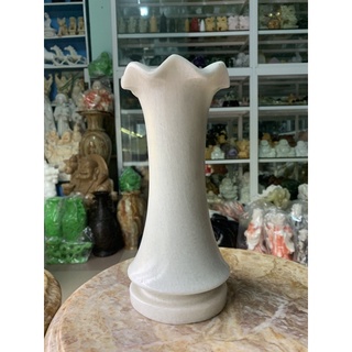 Bình hoa lọ trúc đá cẩm thạch trắng - cao 25cm