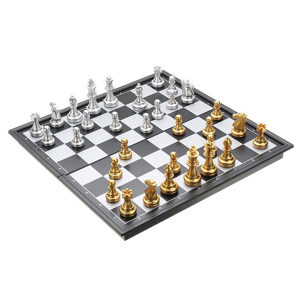 Bộ cờ Vua nam châm Quân Nhũ Bạc Vàng cao cấp - BX3859