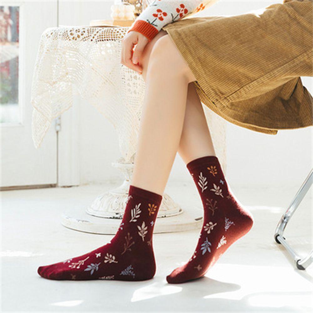 LAY Vớ Cotton Thu Đông Không Đường May In Họa Tiết Phong Cách Nhật Bản