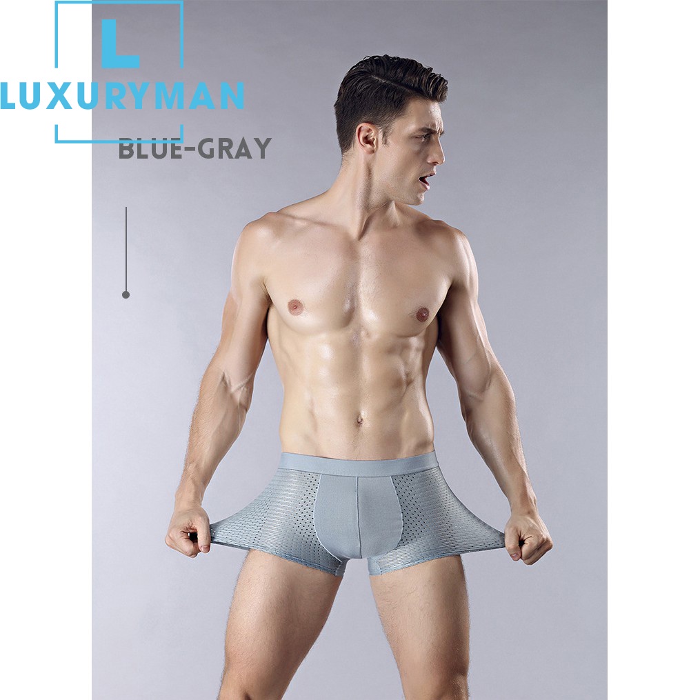 Hộp 4 chiếc sịp đùi thông hơi cao cấp dành cho nam, chất liệu mềm mịn bền đẹp thoáng mát