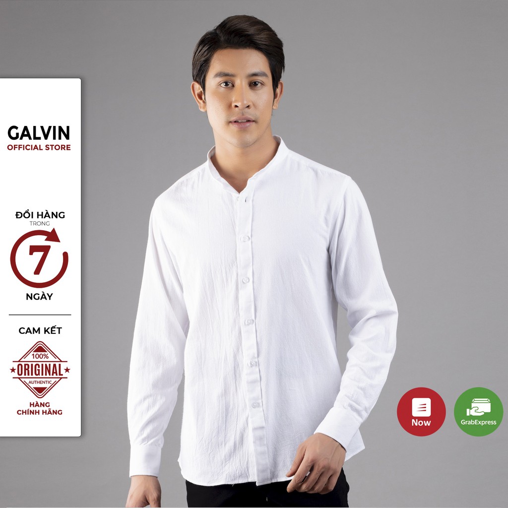 Galvin - Áo sơ mi đũi cổ tàu chất cotton đũi co giãn mát mịn nhăn tự nhiên co giãn SMGV135