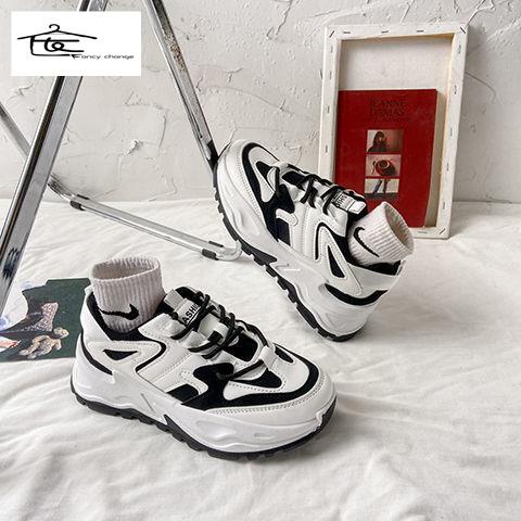 Bán Chạy ~ Niche Daddy Giày Thể Thao Đế Xuồng Dày Nâng Chiều Cao Thoải Mái Bốn Mùa