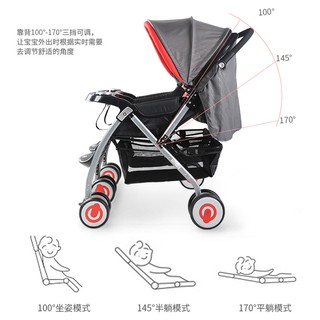 Xe đẩy đôi 1 chiều, 3 tư thế Baobaohao 703