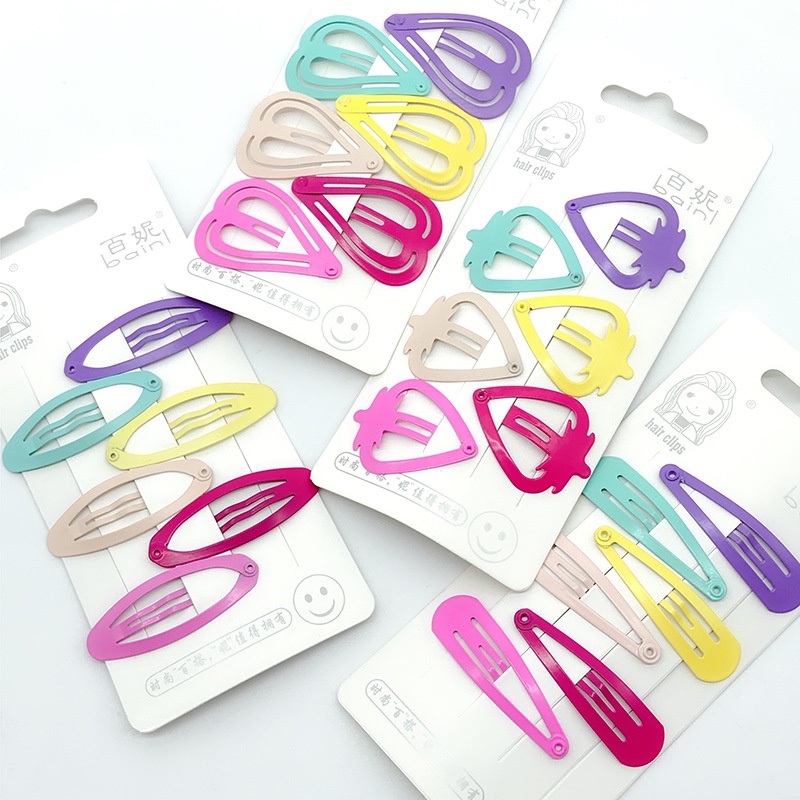 Phụ kiện tóc set 6 kẹp hình trái tim cho bé gái nhiều màu dễ thương phong cách Hàn Quốc Poco Home