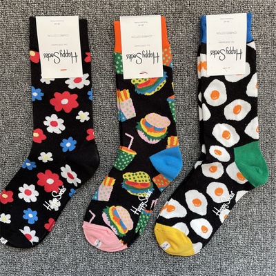1 Đôi Vớ Tất Chân Cotton In Họa Tiết Thời Trang Nam Nữ Happy Socks