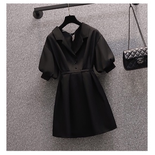 Đầm công sở màu đen big size tay phồng size 60-80kg