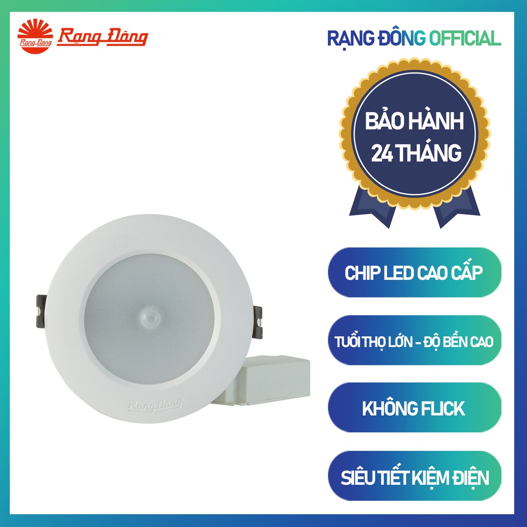 Đèn LED Downlight cảm biến AT04.PIR 110/9W ánh sáng vàng Chính hãng RẠNG ĐÔNG