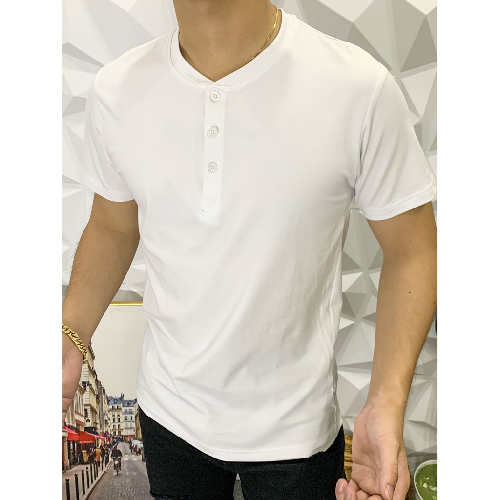 ÁO THUN NAM CỔ TÀU COTTON 5 MÀU AT3T02- 7 MÀU