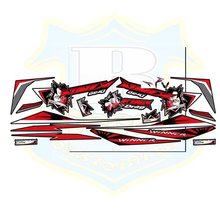 ( Quí khách vui lòng mang ra tiệm cho thợ dán ) Tem winner v1 king drag đỏ den