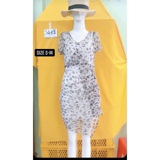 Đầm voan hoạ tiết vạt xéo size s-m.s418
