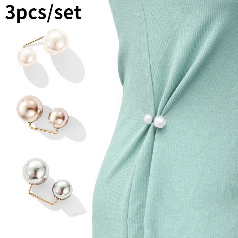 Set 3 Ghim Cài Áo Kim Loại Đính Ngọc Trai Đôi Thời Trang Cho Nữ